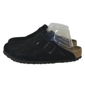Birkenstock Boston Clog Suede Sandals Black Women's Size 41